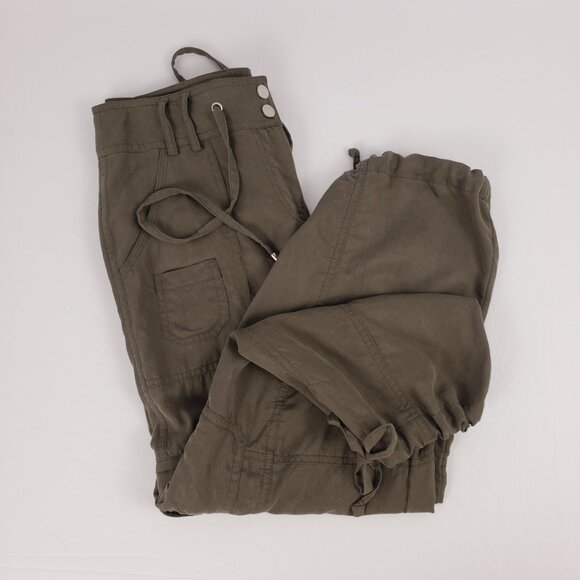 Cache 2 Olive Green Cargo Parachute Pants Adjustable Women Versatile Pockets - Picture 1 of 15